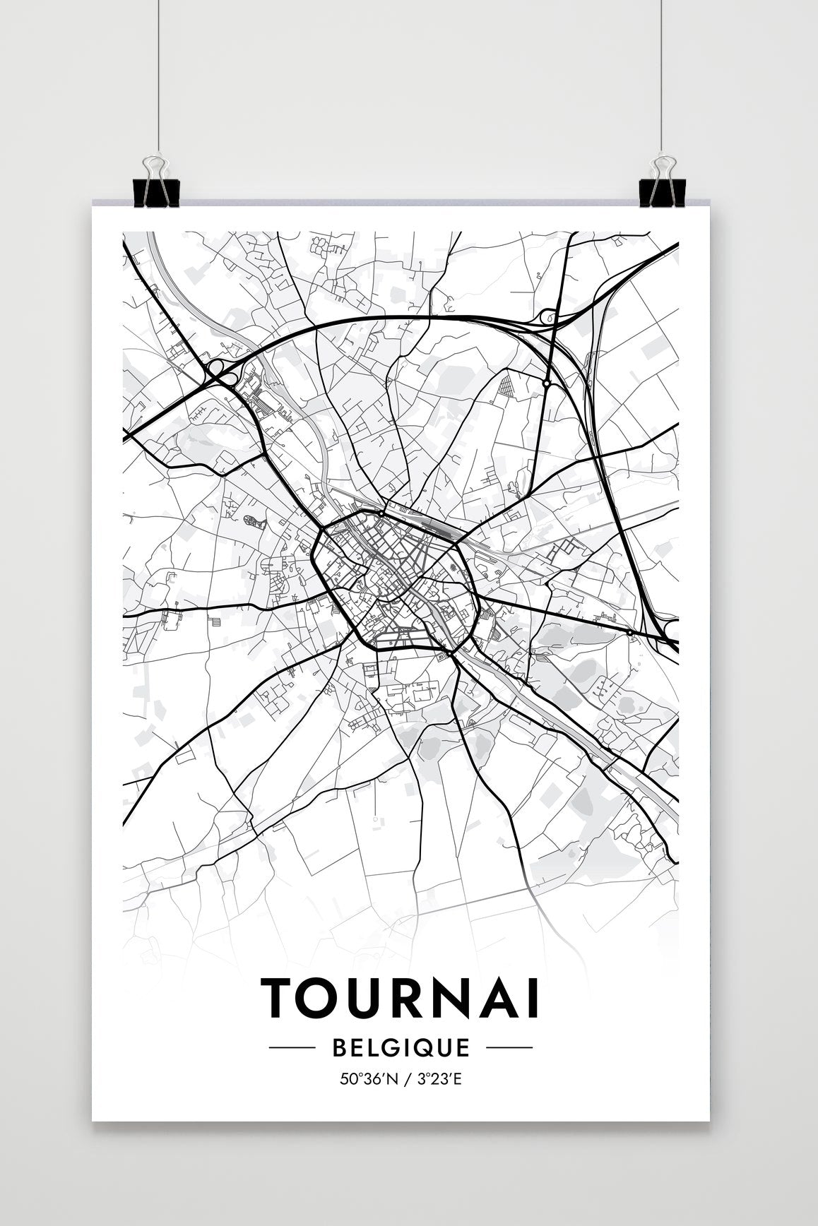 Póster Tournai Map de 25 Artstreet