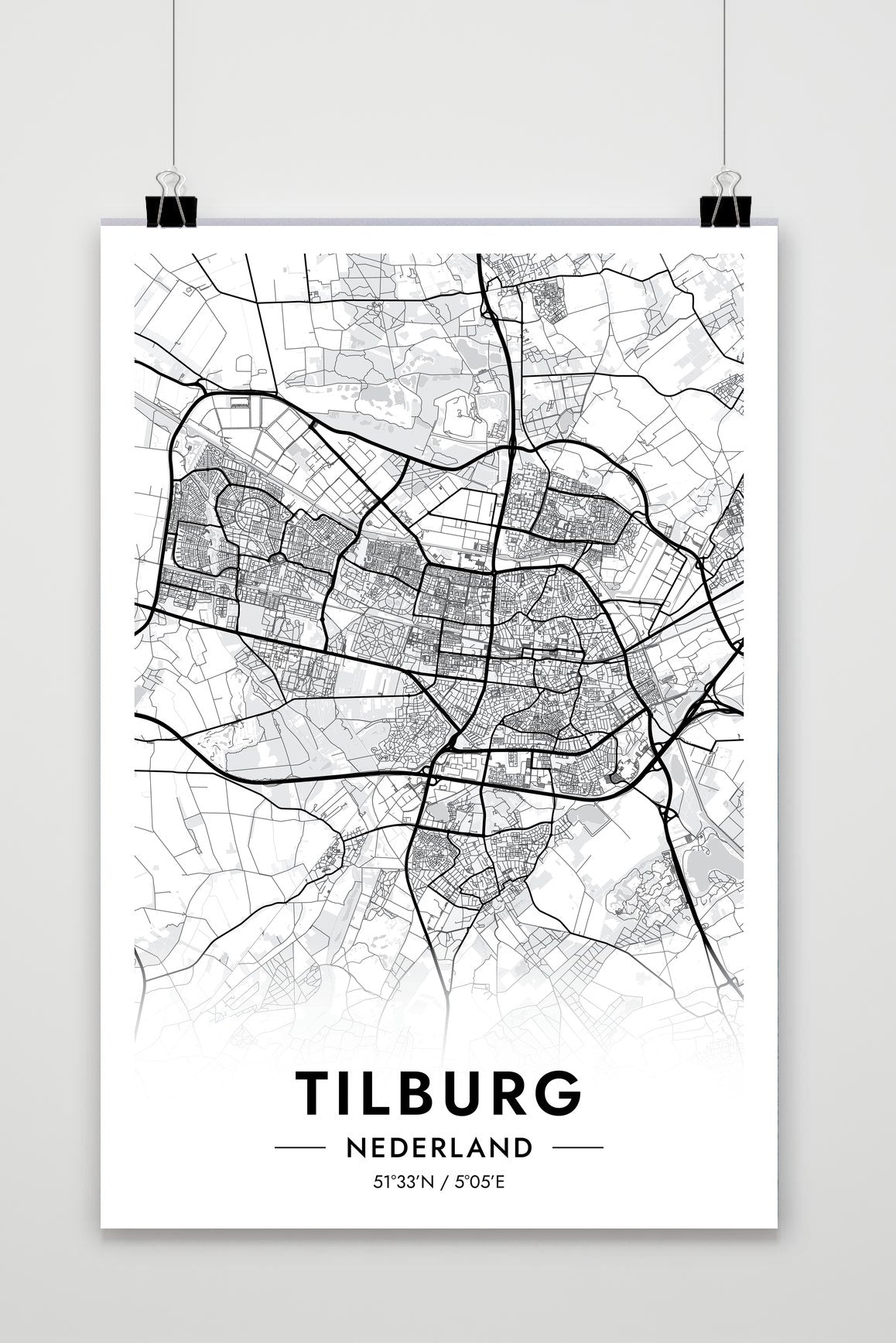 Póster Tilburg Map de 25 Artstreet