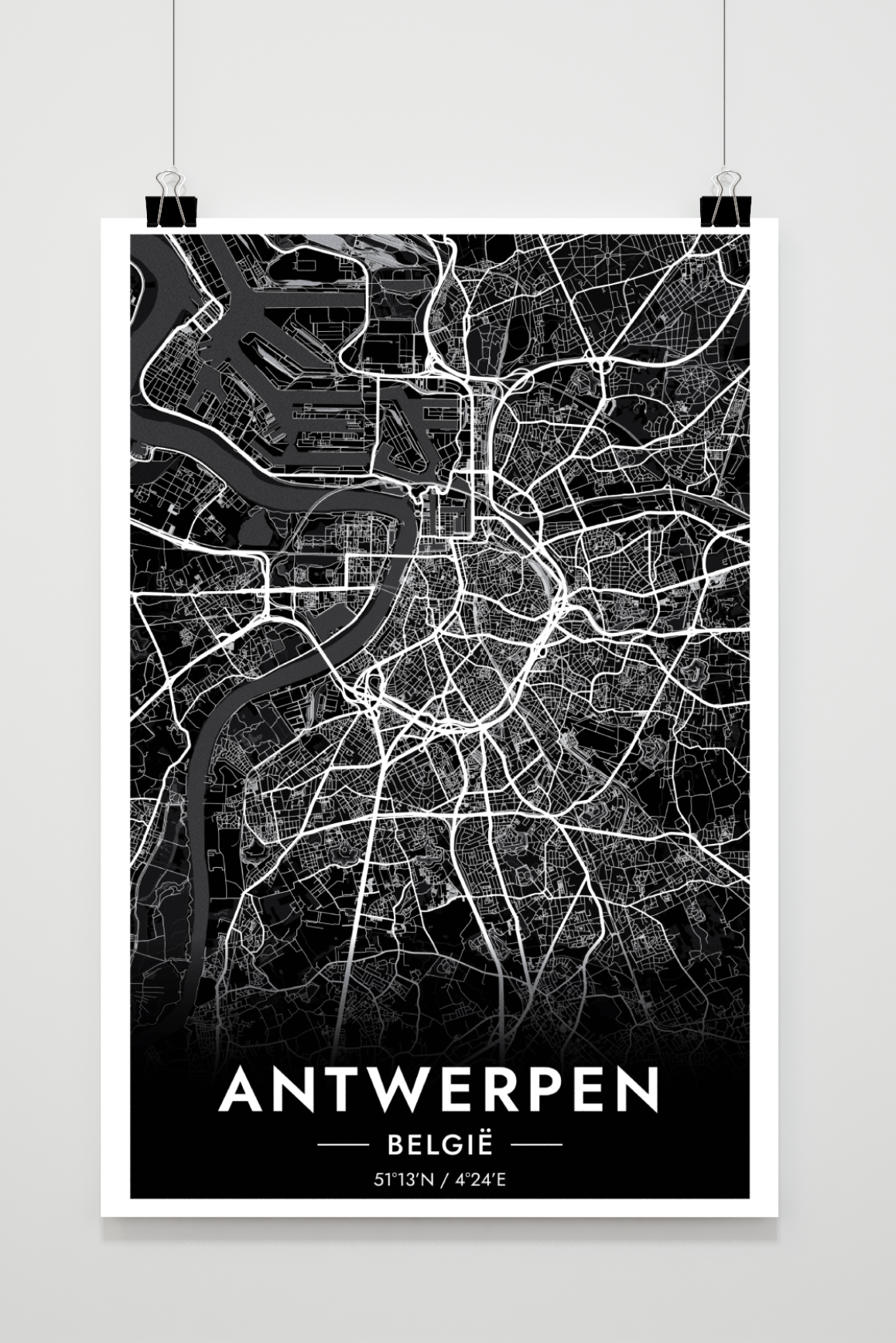 Carte d'Anvers dans un intérieur