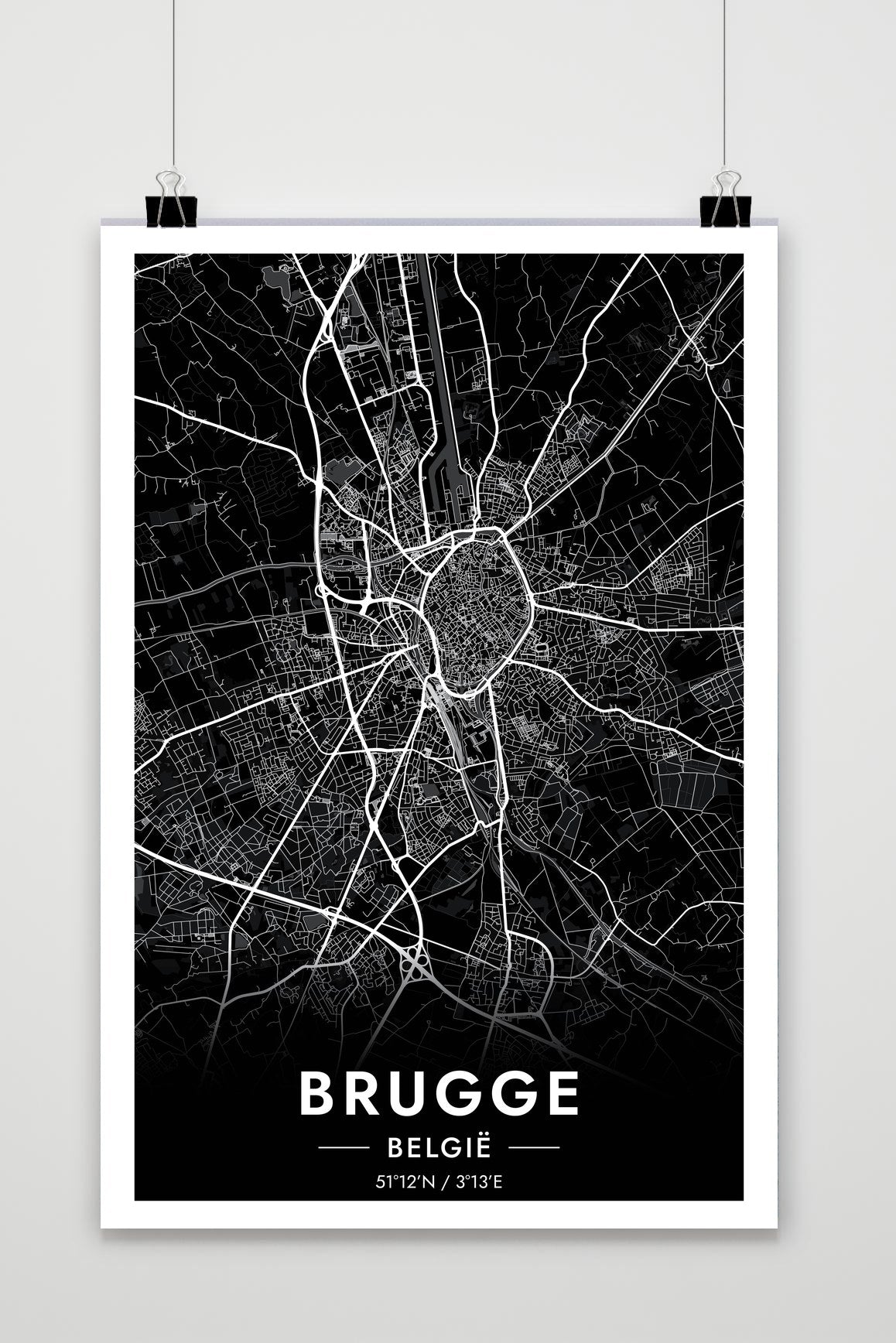 Póster Brugge Map de 25 Artstreet