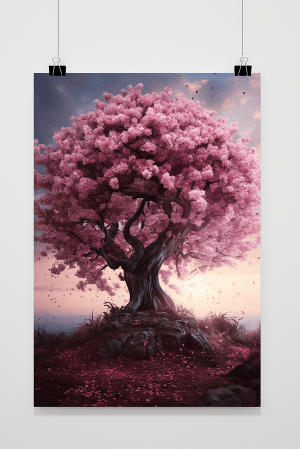 Roze Loofboom Poster