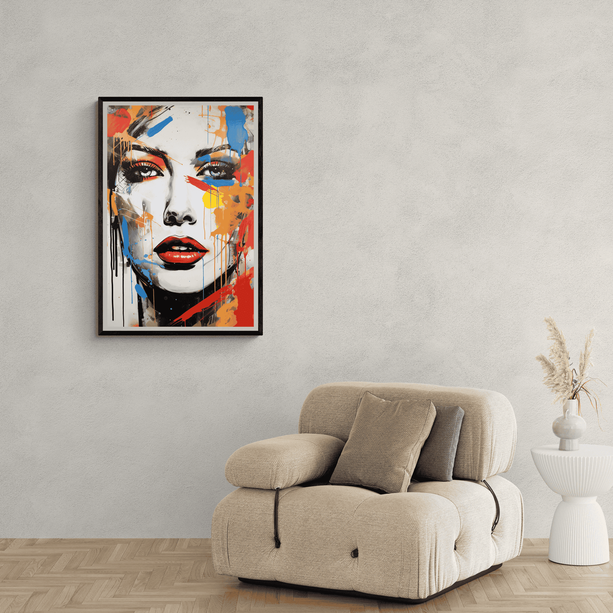 Vrouw Verf en un interior