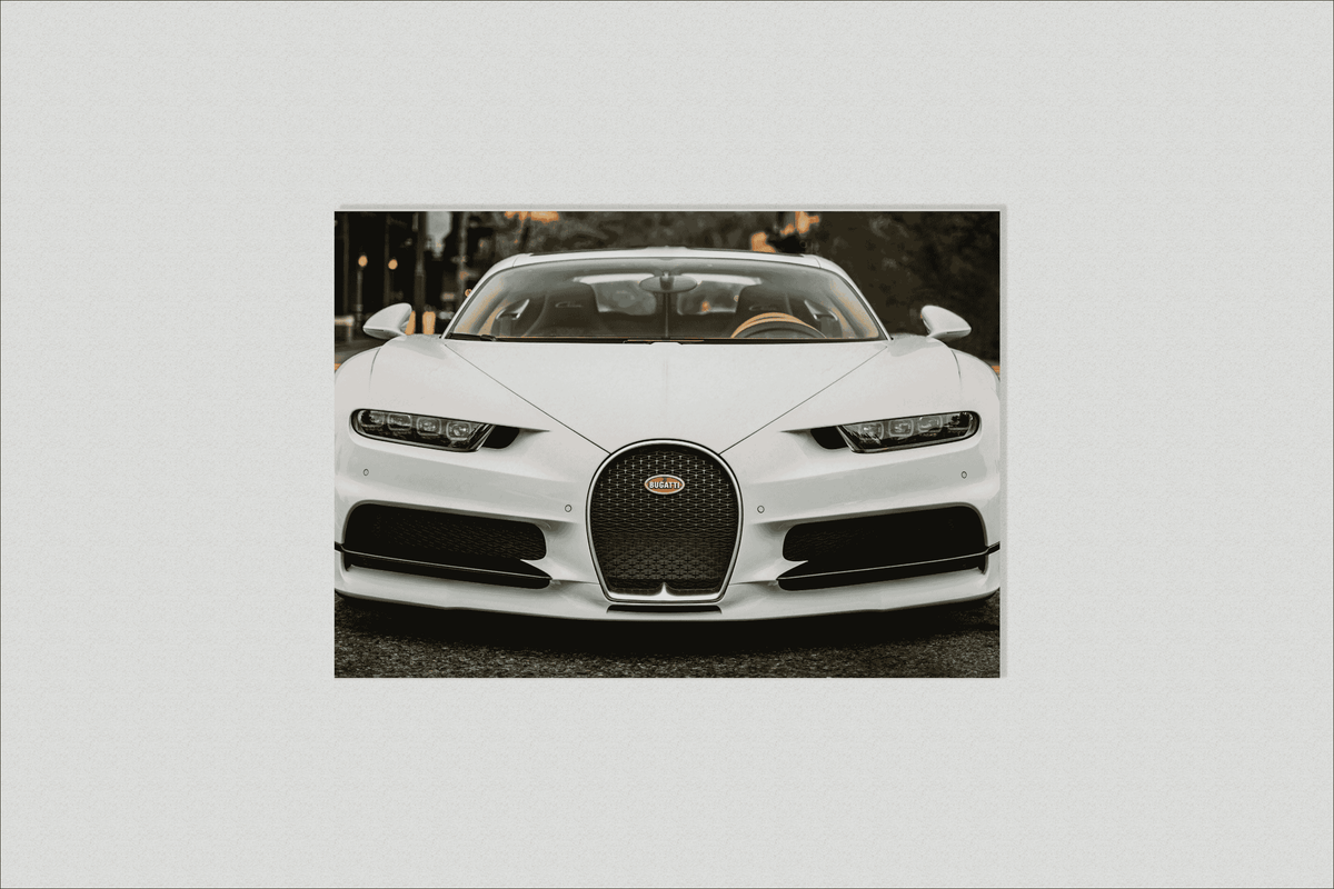 Bugatti Blanco en un interior