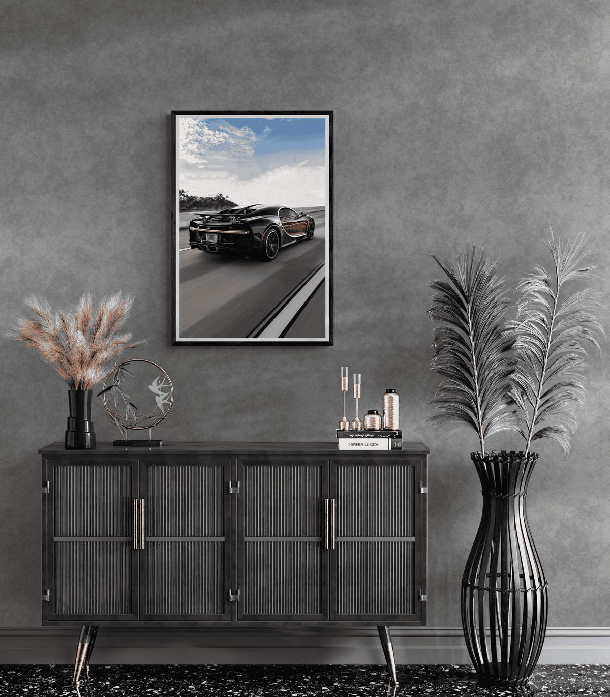 Bugatti Negro en un interior