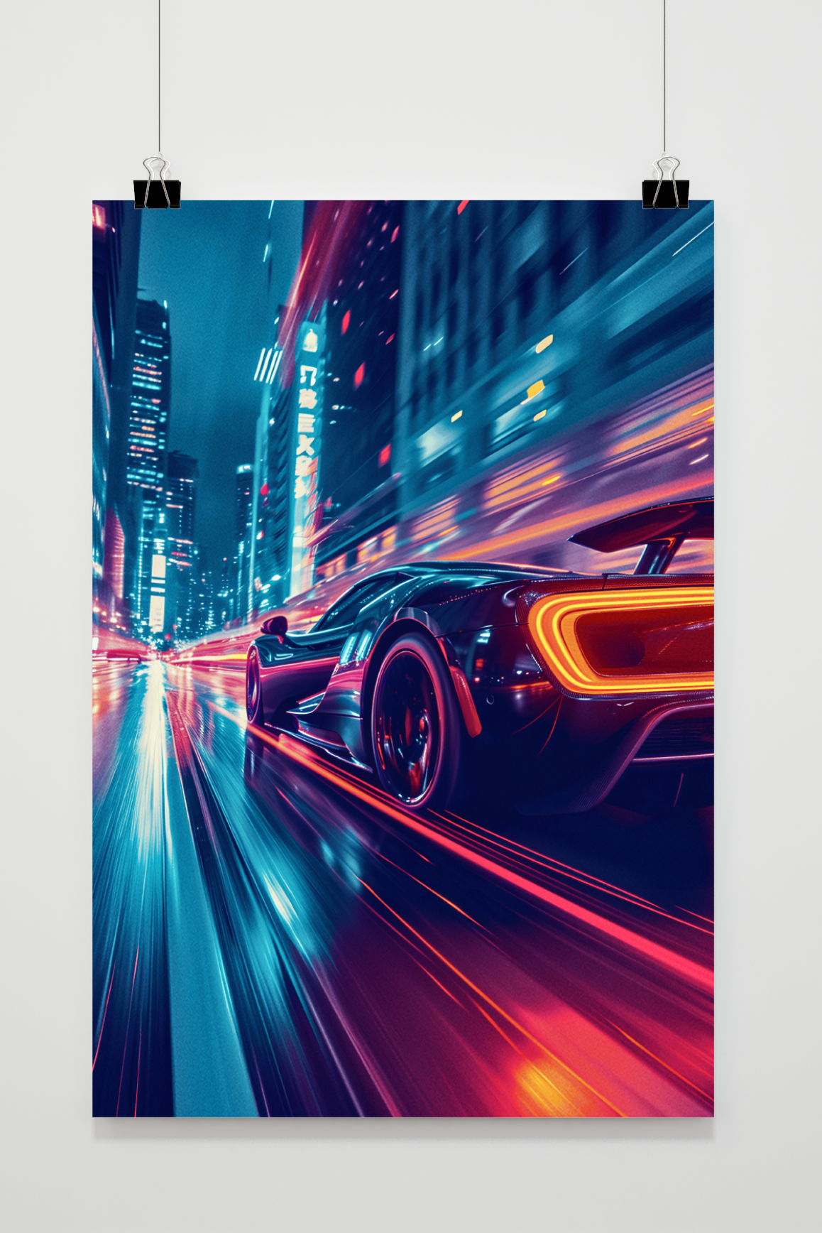 Póster Coche Deportivo Neon Ciudad de 25 Artstreet