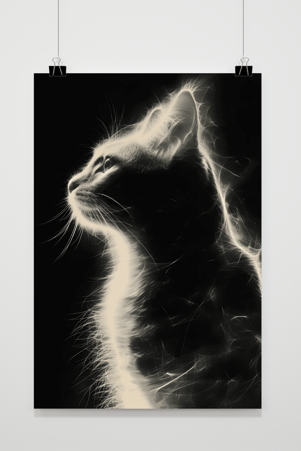 Póster Gato Blanco y Negro