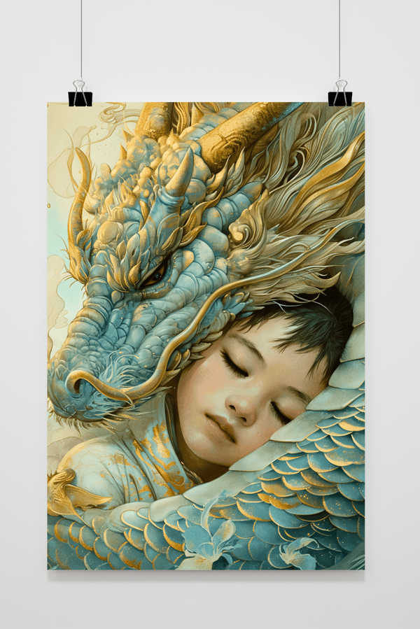 Drache und Kind Poster