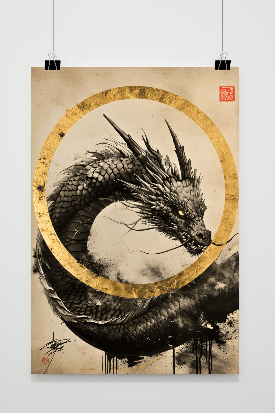 Póster Dragón Anillo Dorado de 25 Artstreet