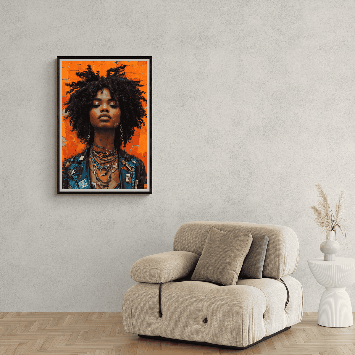 Africano Naranja en un interior