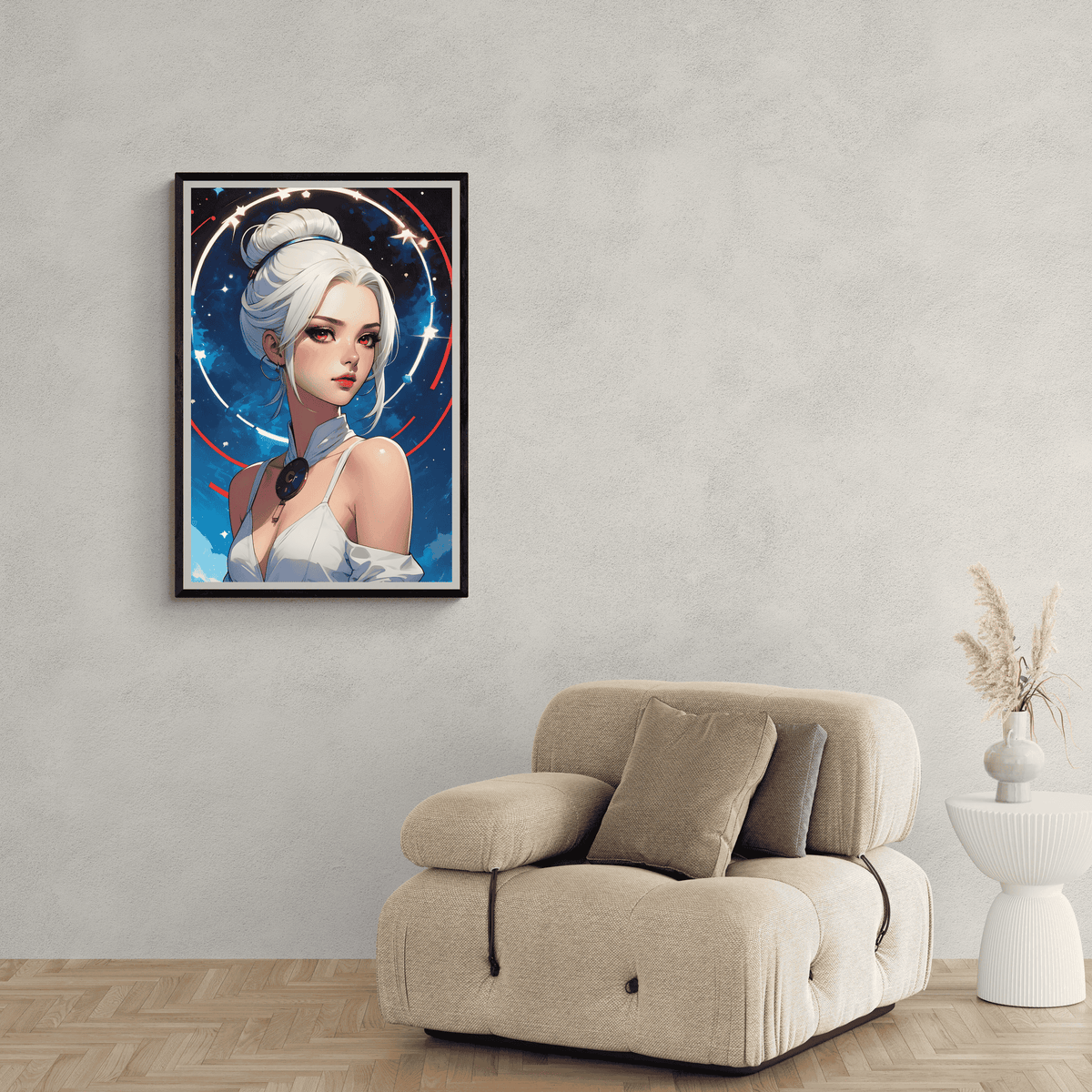 Anime Cartoon Mujer en un interior