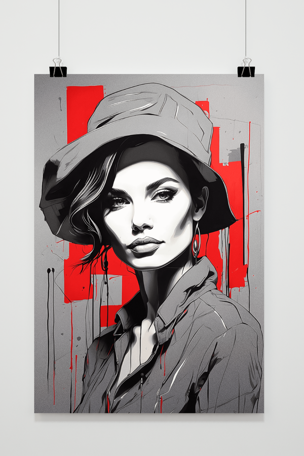 Woman Gray Red poster