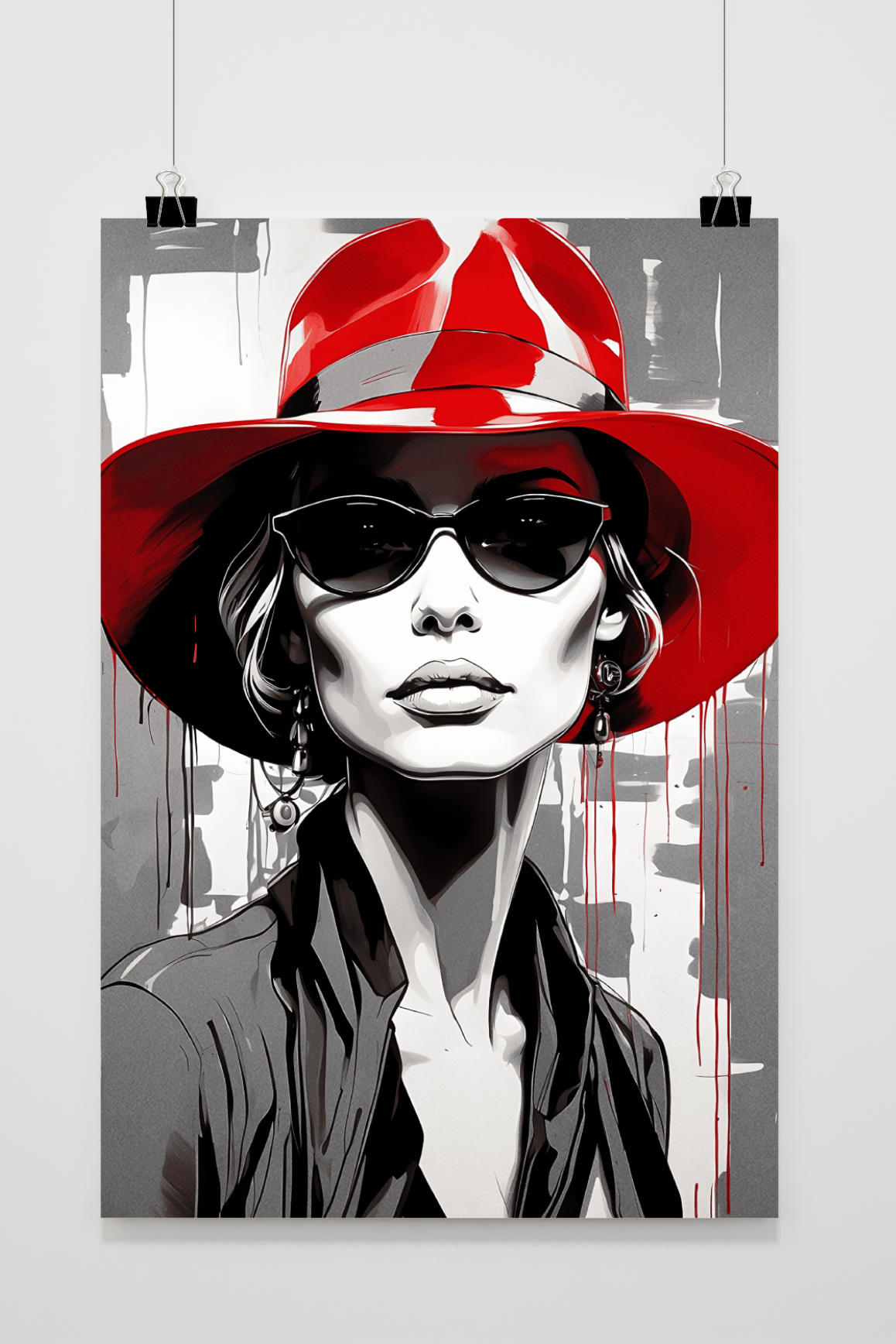 Póster Sombrero Rojo Blanco y Negro de 25 Artstreet