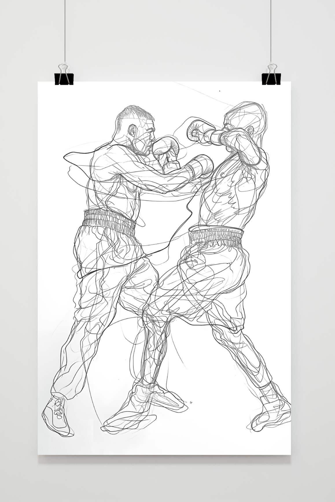 Póster Boxeo Líneas Blanco y Negro de 25 Artstreet