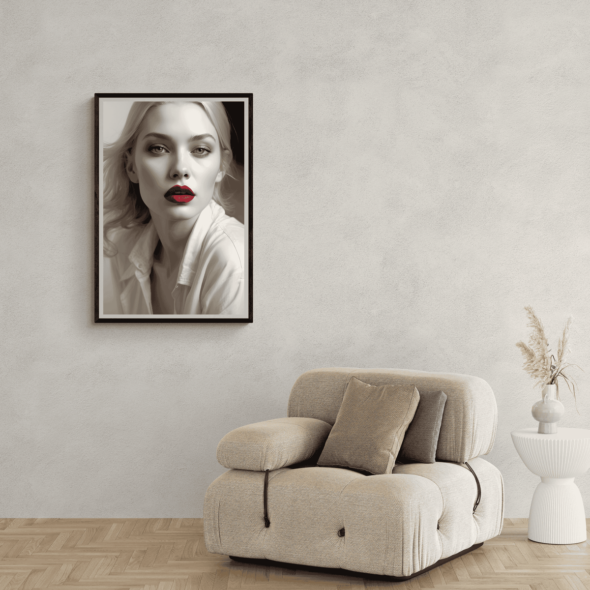 Labios Rojos Aesthetic en un interior