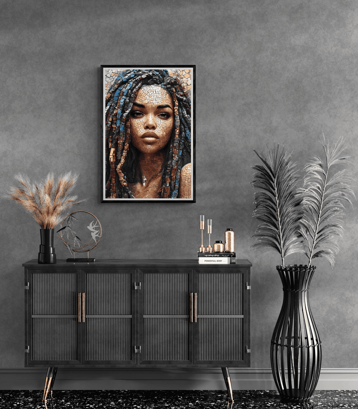 Mosaico Dreads en un interior