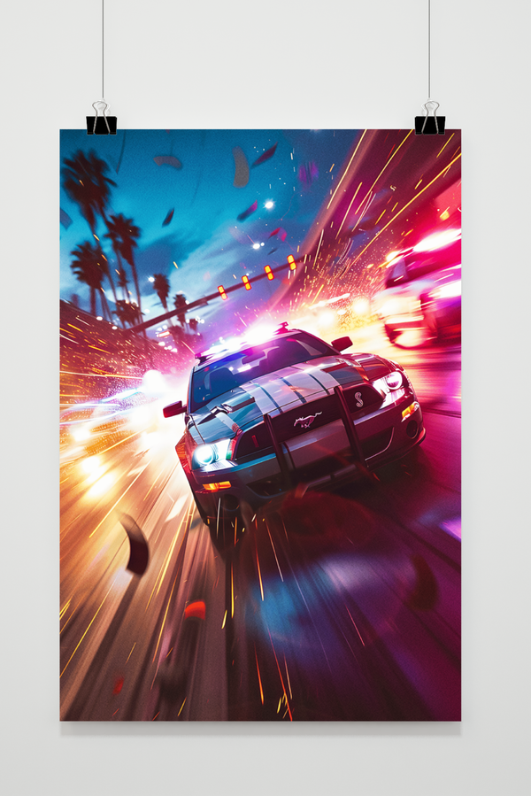 Mustang Neon Snelheid poster