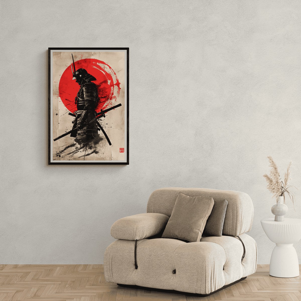 Samouraï Soleil Rouge dans un intérieur