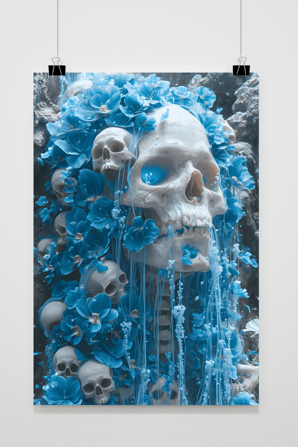 Blaues Skelett Poster