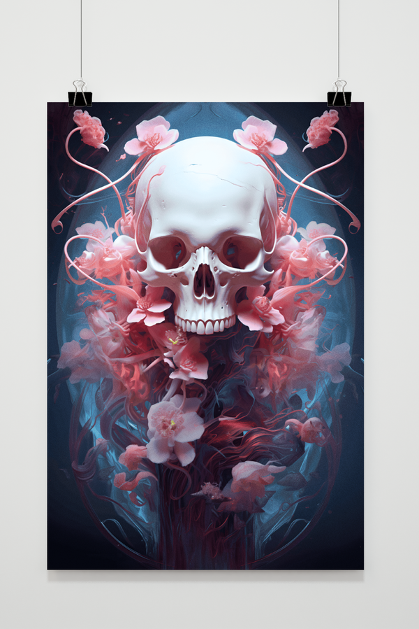 Rosafarbenes Skelett Poster