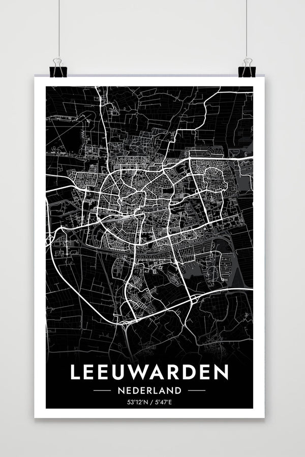 Affiche Leeuwarden Map