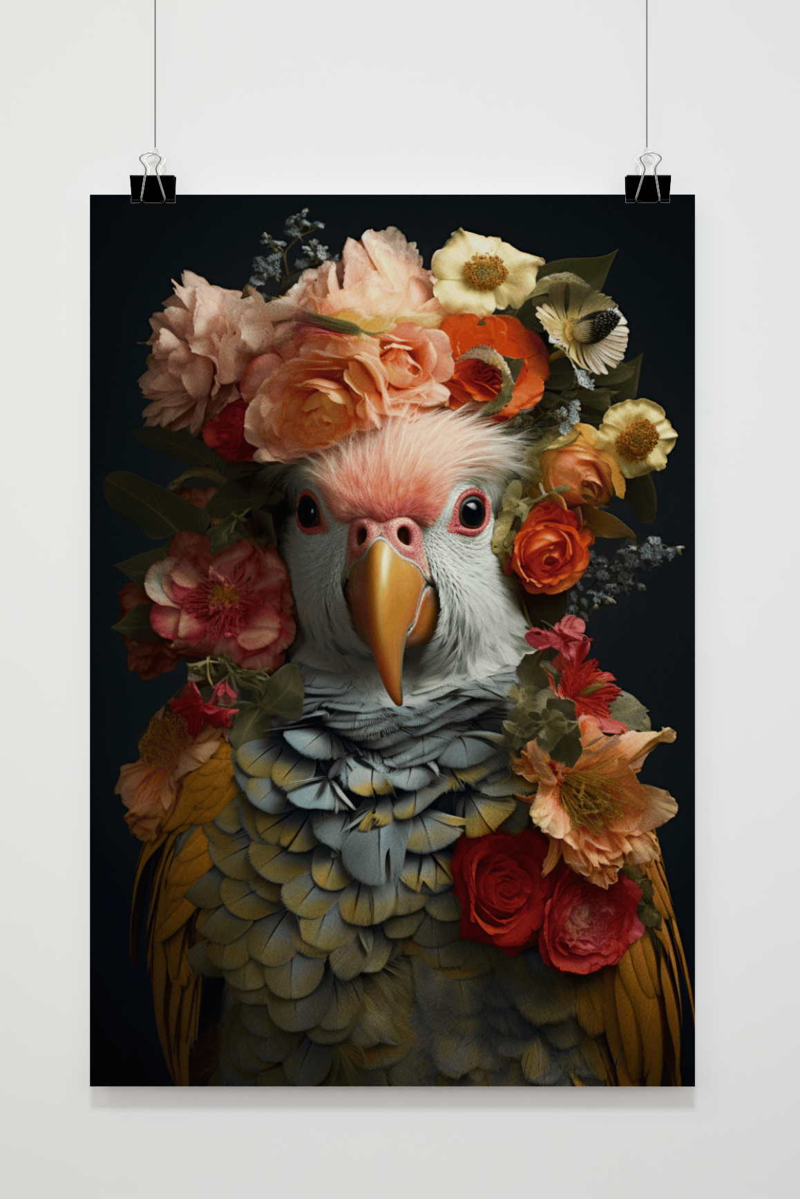 Póster Loro con Flores de 25 Artstreet