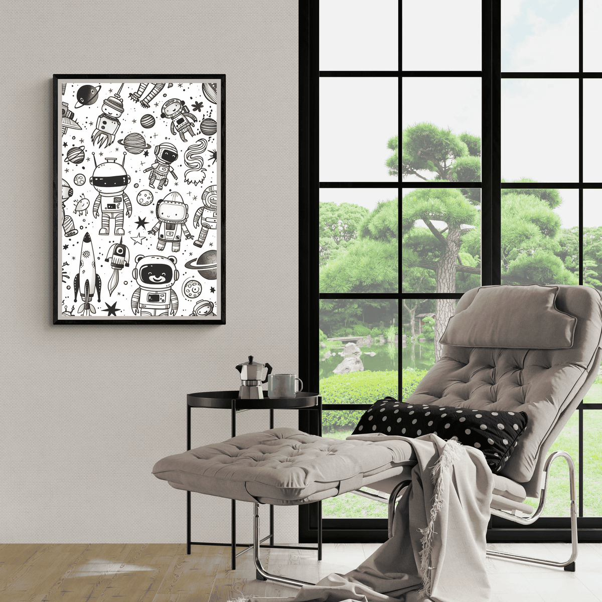 Doodles Astronauta en un interior