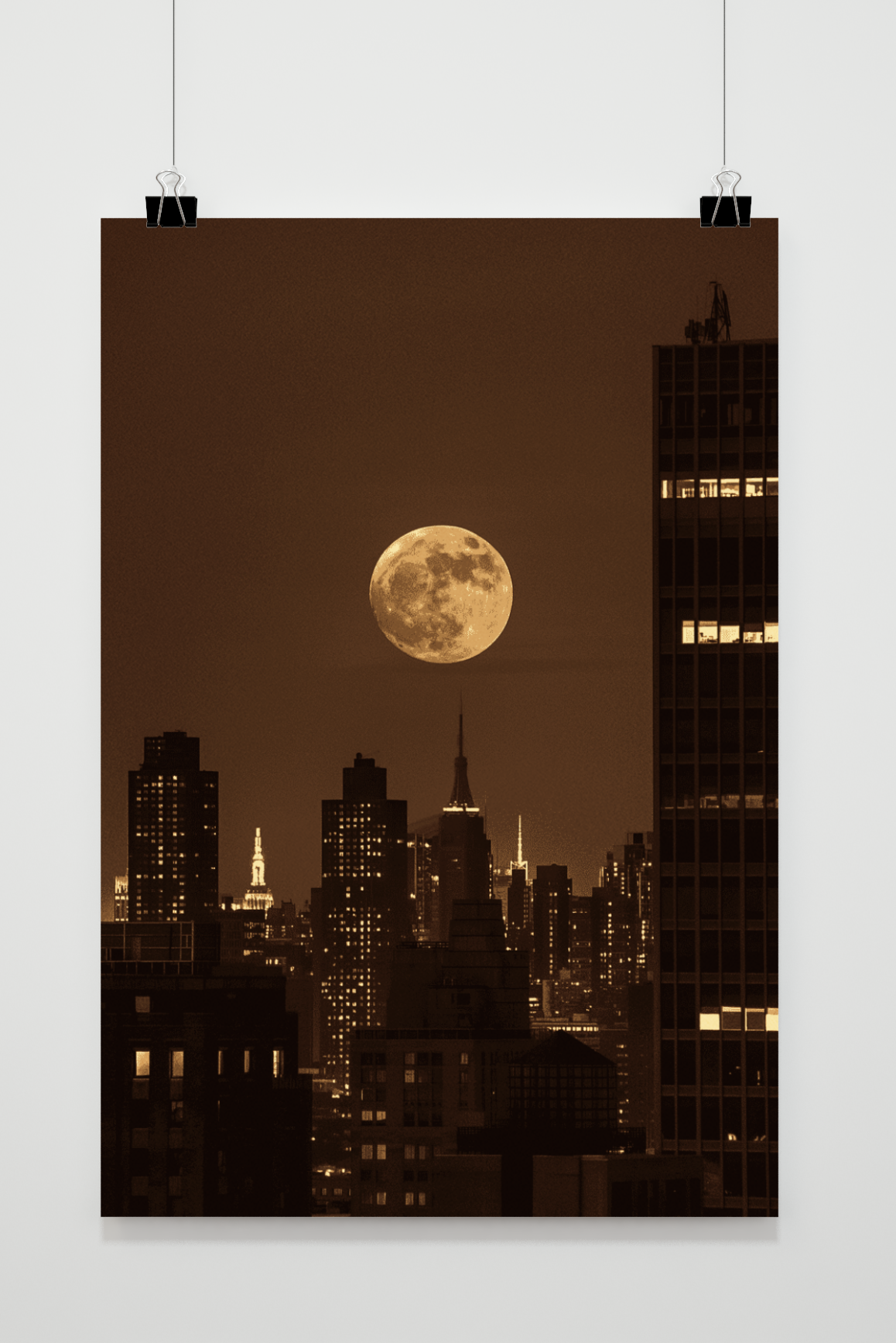 Póster Luna junto a los Edificios de 25 Artstreet