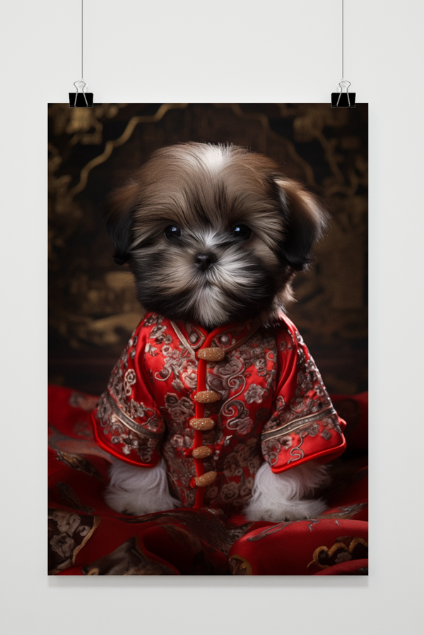 Affiche Shih Tzu en Tenue