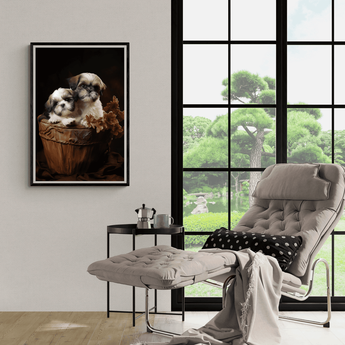 Chiots Shih Tzus dans un intérieur