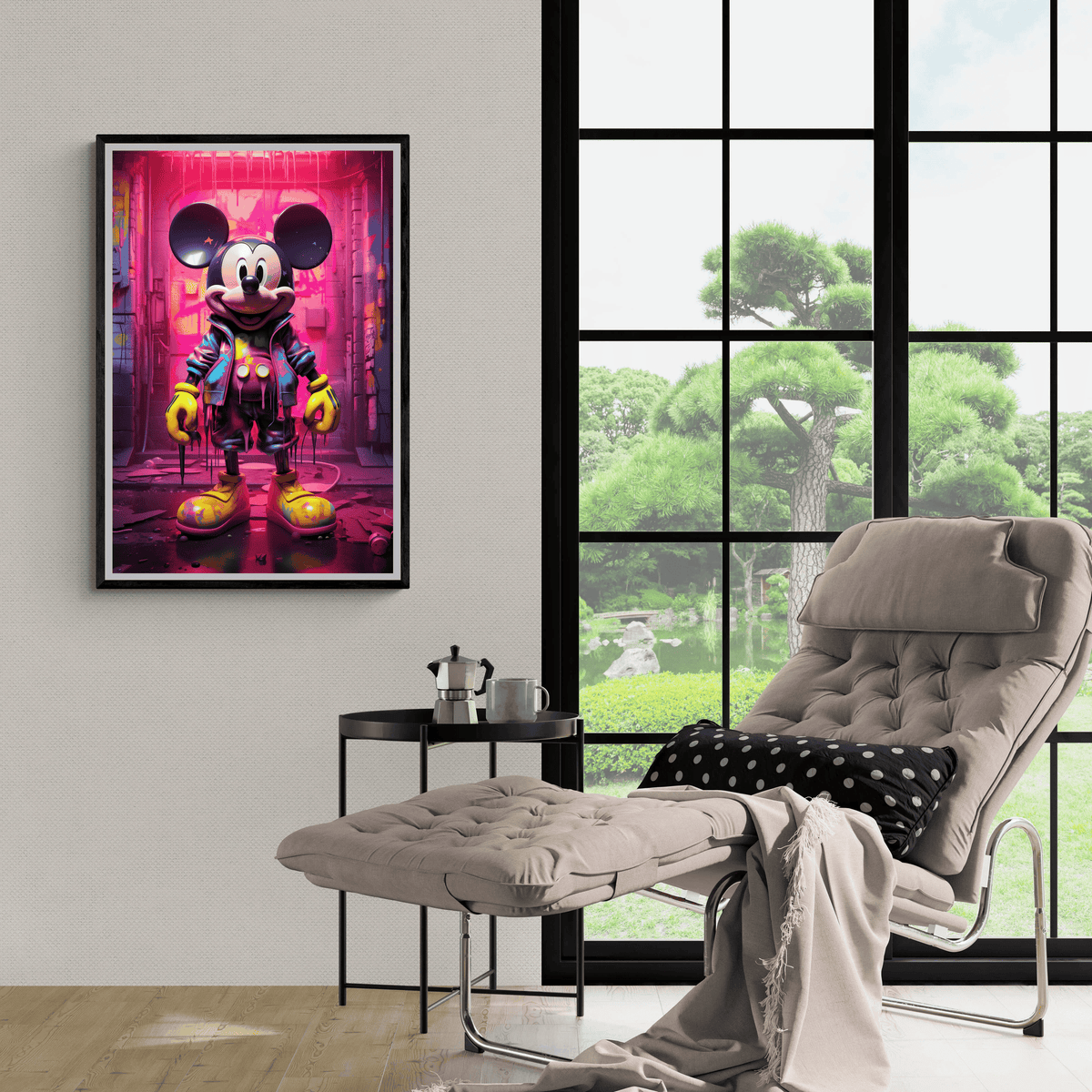 Mickey Mouse Rosa en un interior