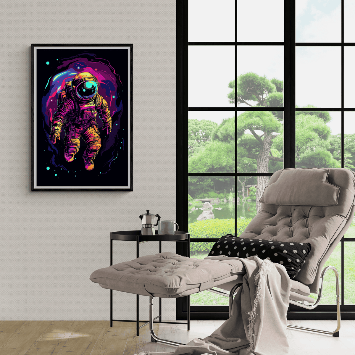 Astronauta en el Universo en un interior