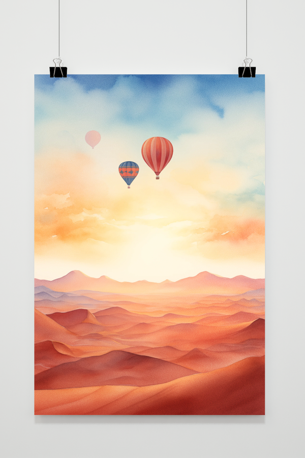 Luchtballonnen Woestijn poster