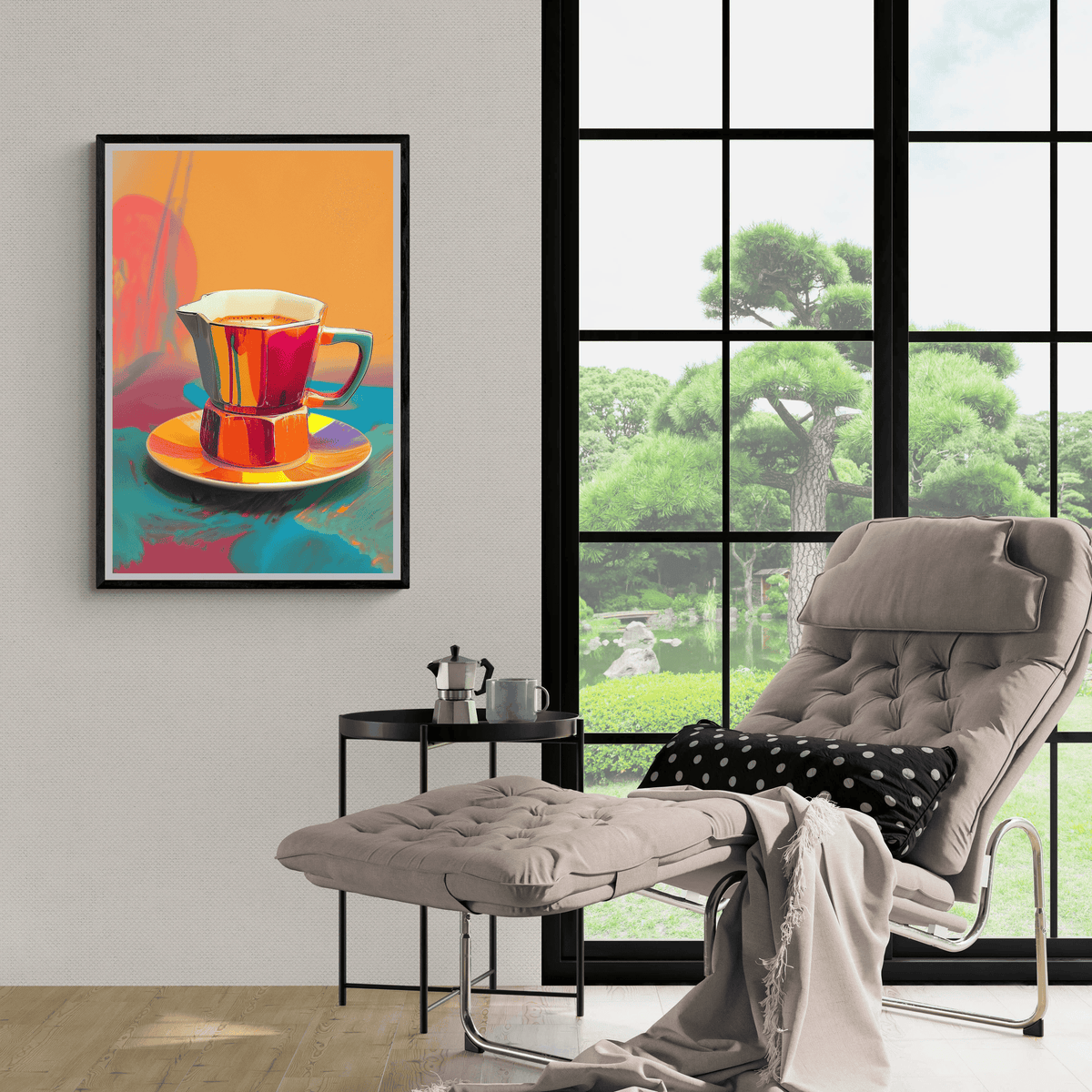Café Italiano Colorido en un interior