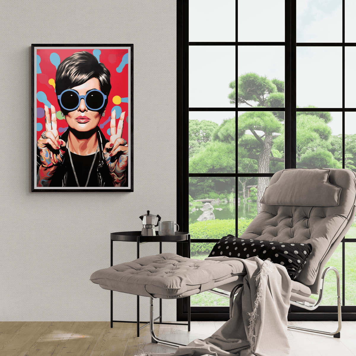 Kris Jenner Azul en un interior