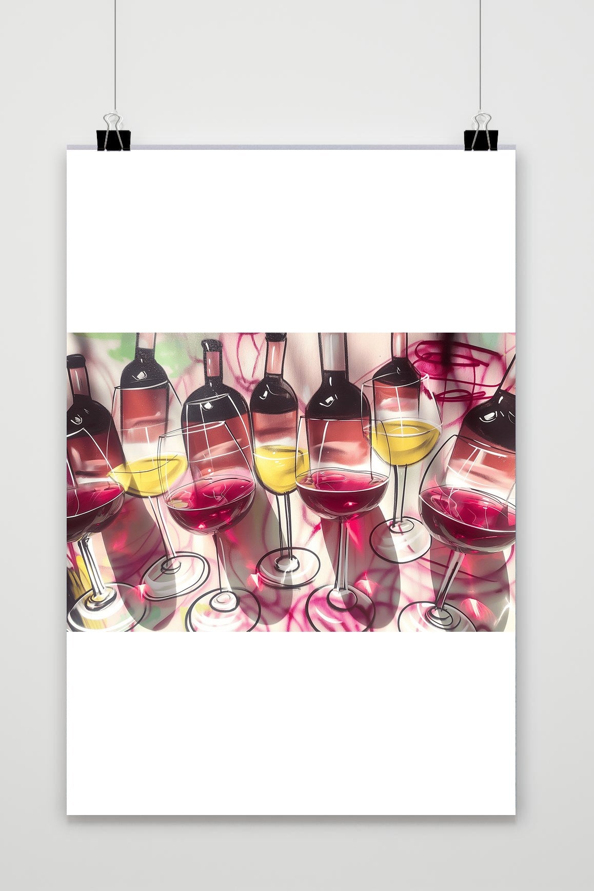 Póster Vino Tinto con Botella de 25 Artstreet