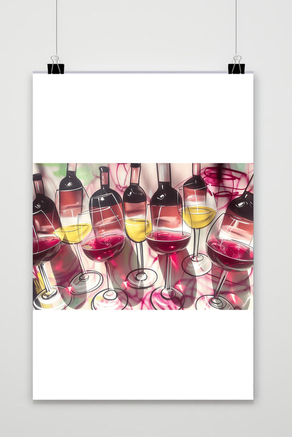 Rotwein mit Flasche Poster