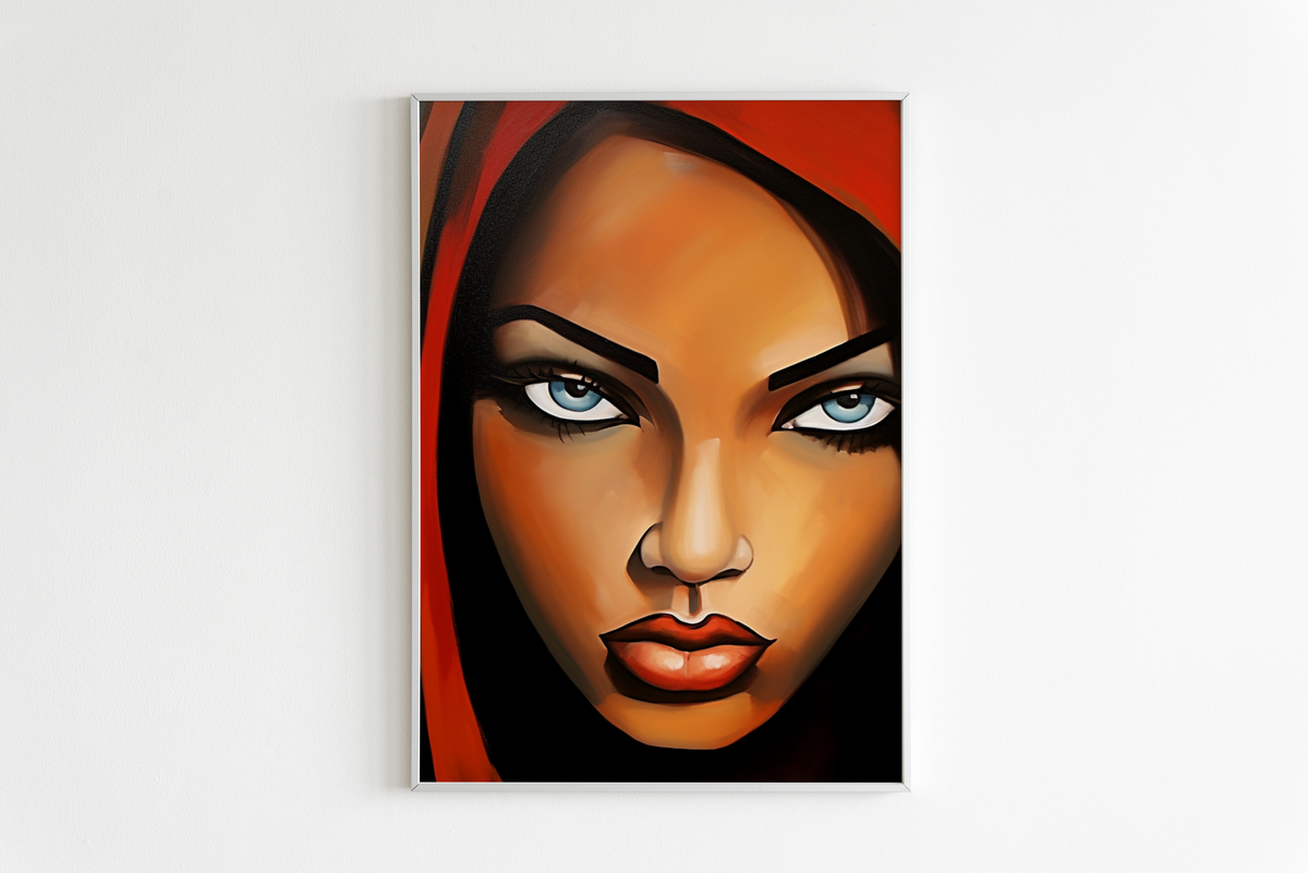 Femme Rouge Voilée dans un intérieur