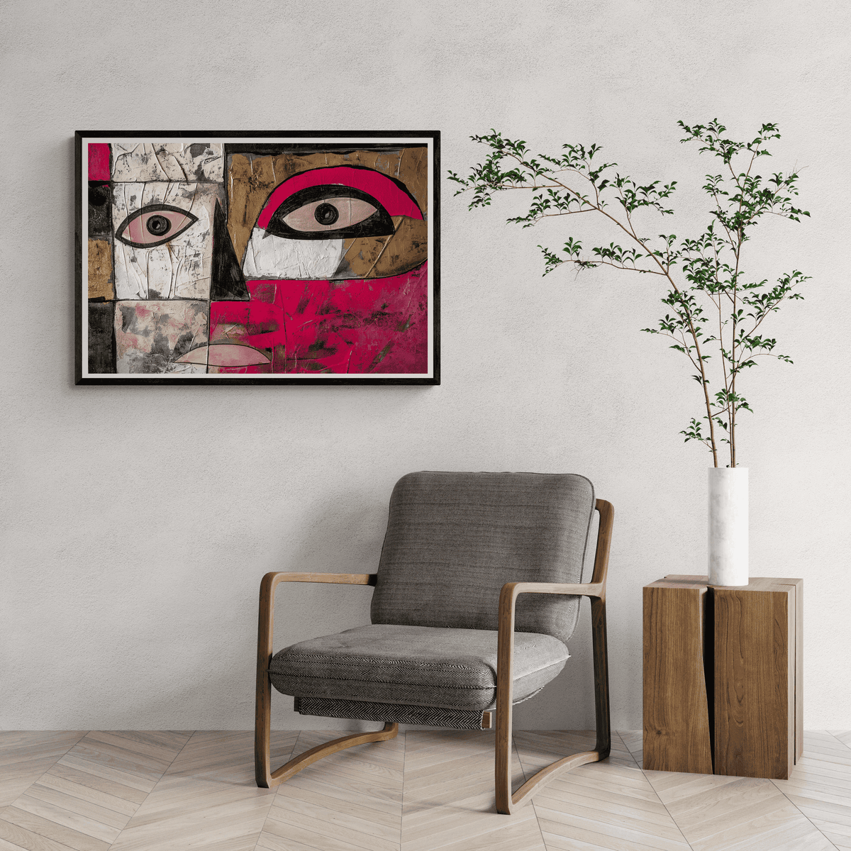 Abstracto Rosa Bronce en un interior