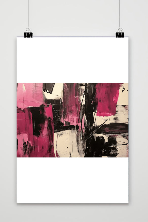 Abstract Lijnen Roze poster