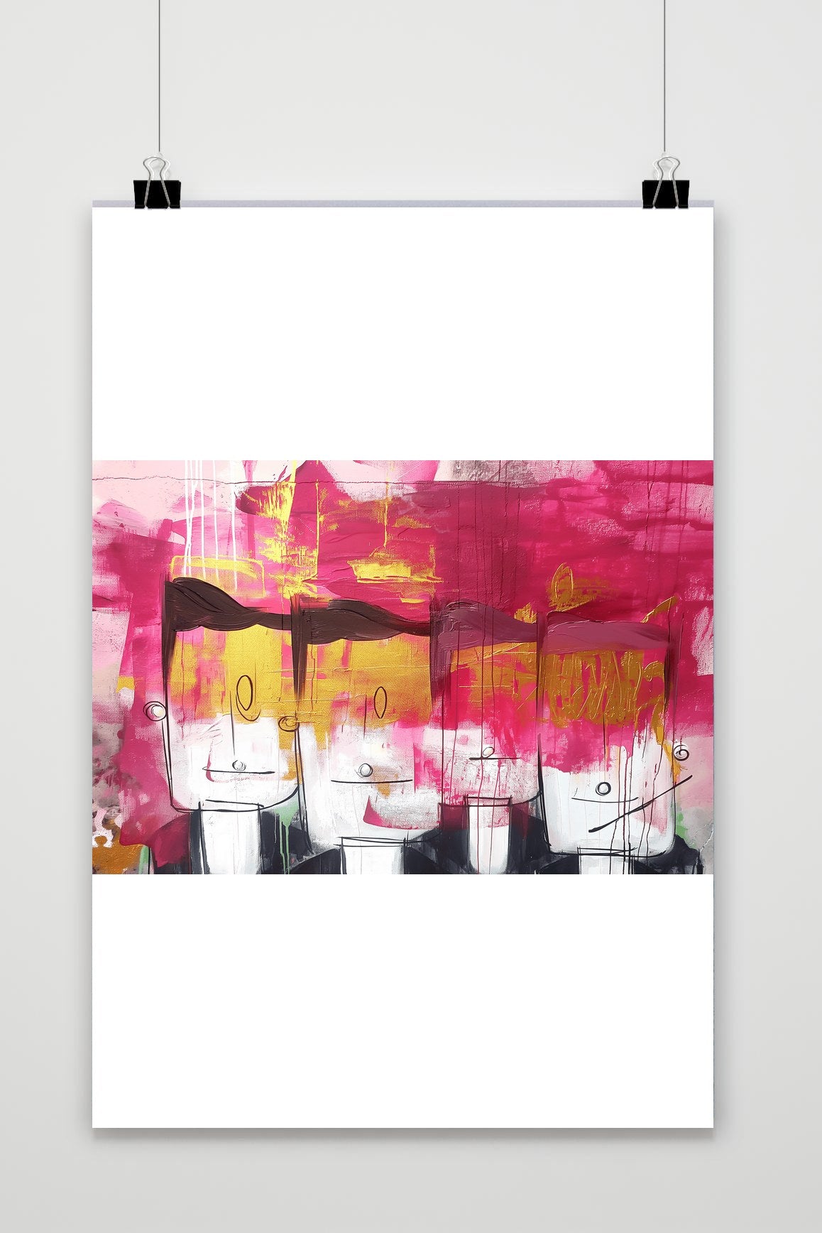Póster Cabezas Abstractas Dorado Rosa de 25 Artstreet