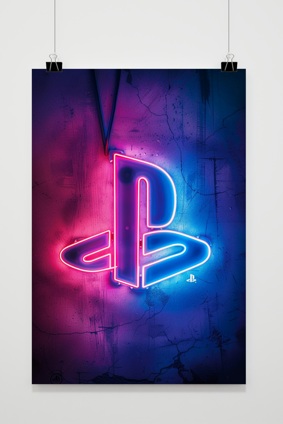 Póster Playstation Neón