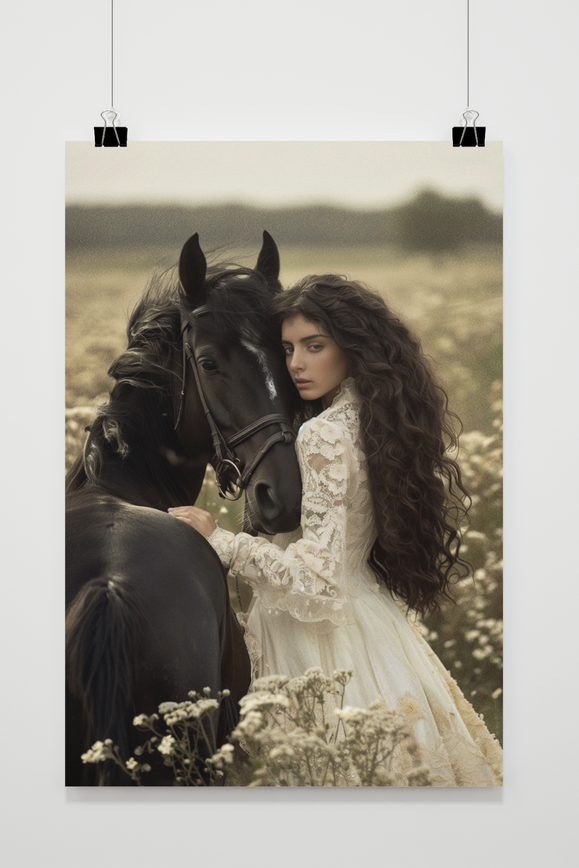 Póster Chica con Caballo
