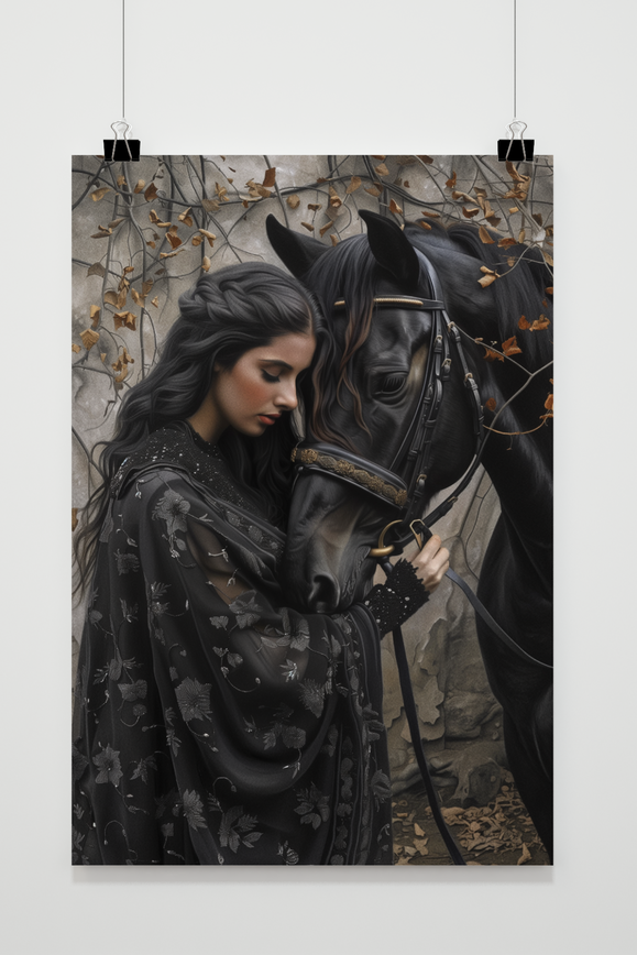 Póster Morena con Caballo de 25 Artstreet