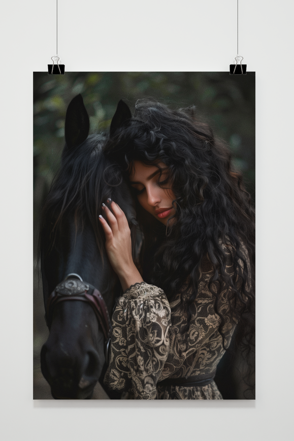 Póster Morena con Caballo