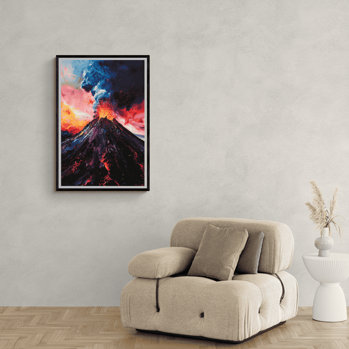 Volcán en un interior