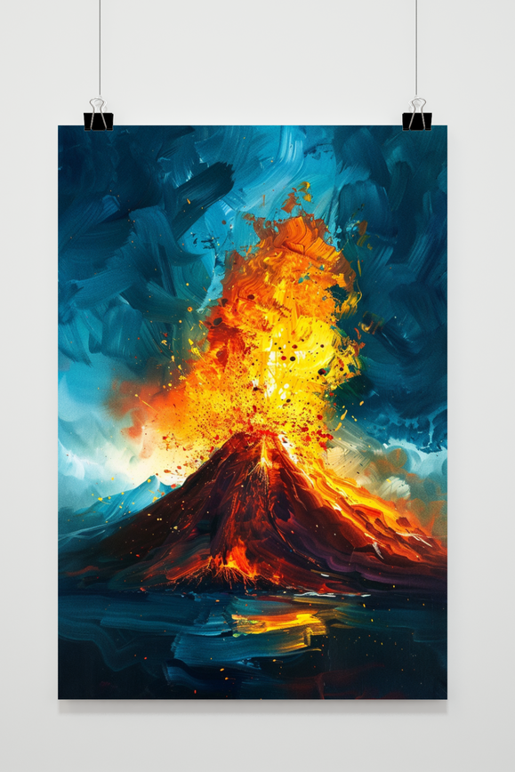 Póster Volcán Pintura de 25 Artstreet