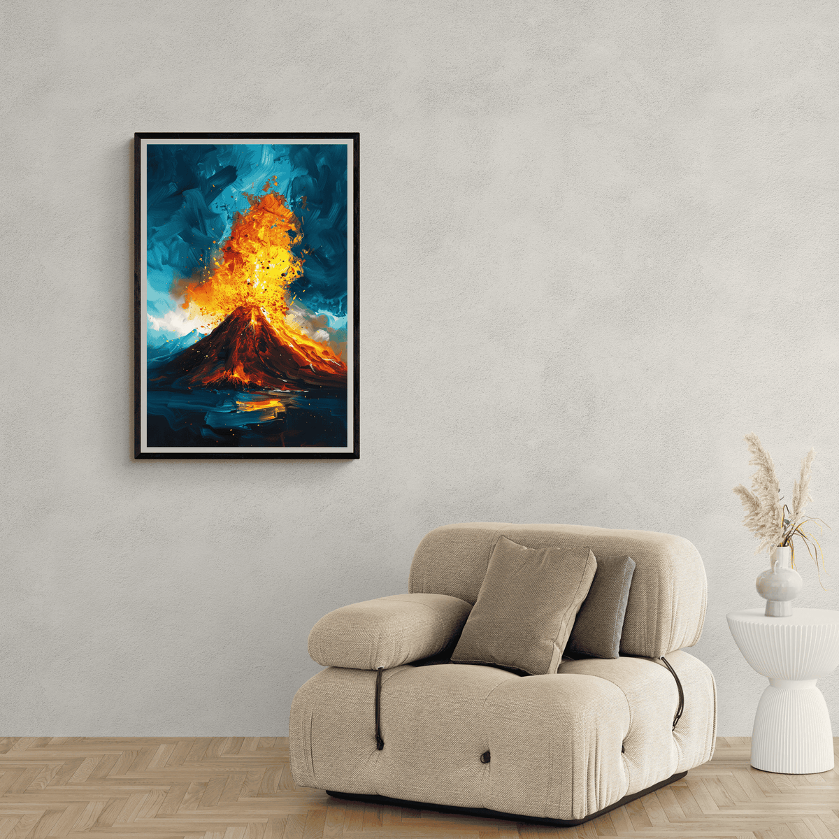 Volcán Pintura en un interior