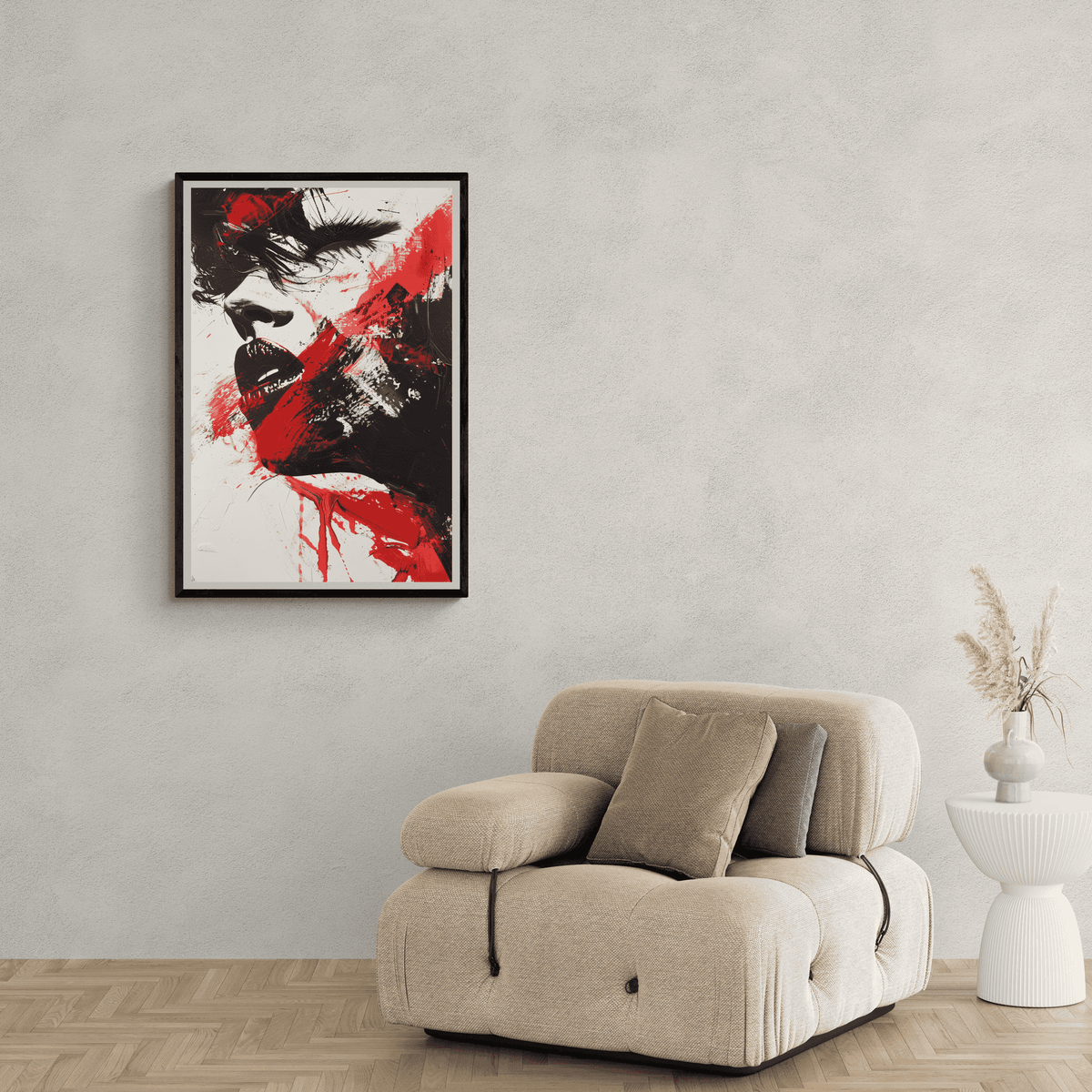 Rojo Blanco en un interior