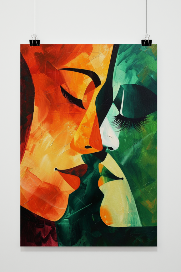 Affiche Baiser Rouge Vert
