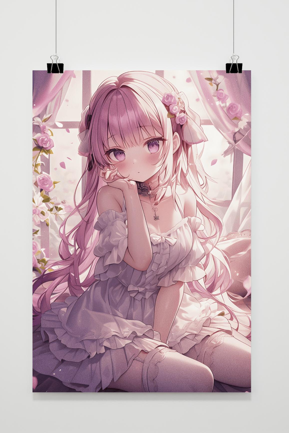 Póster Chica Flor Anime de 25 Artstreet